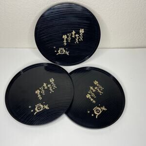 Daiso Japan Painted Laquerware Owl Plates